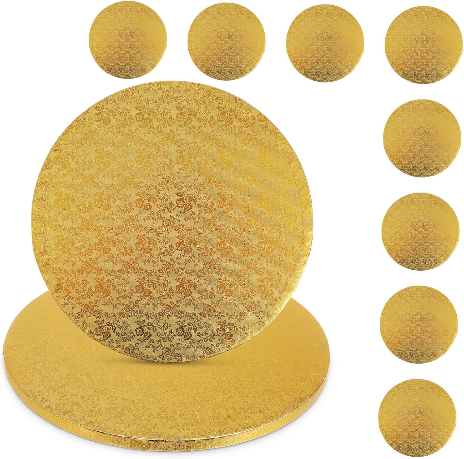 Mikinona 10pcs Sturdy Corrugated Paper Cake Drum Boards Round Cake Base for Display