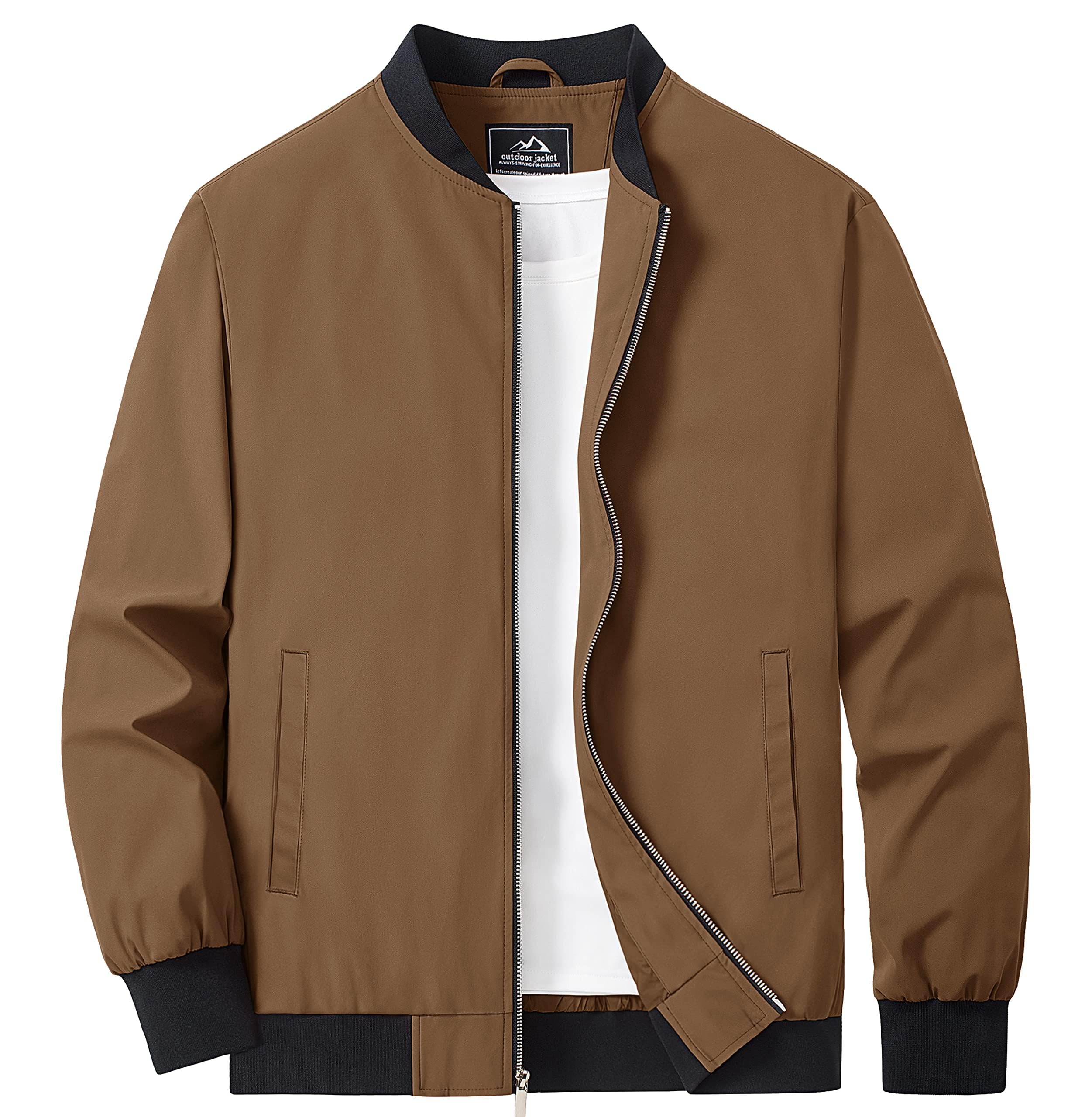 MAGCOMSEN Chaqueta bomber para hombre ligera con cremallera completa cortavientos casual