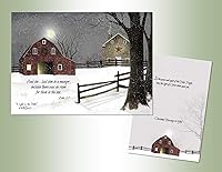 Vista 1 de Performing Arts - Juego de 16 tarjetas de Navidad de granero de invierno con sobres, acabado de terciopelo suave al tacto y escena de nieve vintage