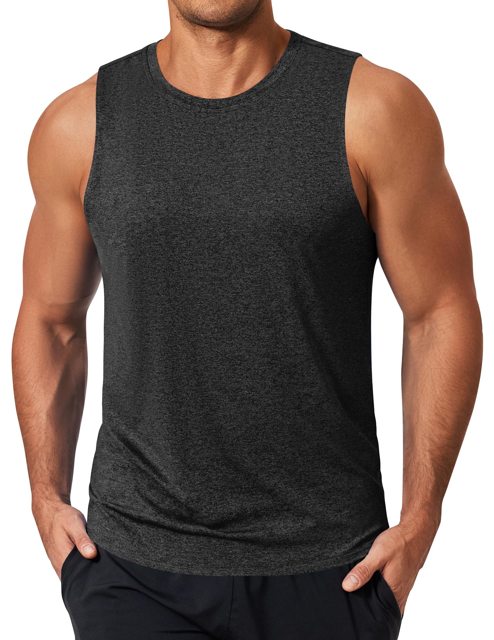 COOFANDY Mens Dry Fit Workout Tank Top Sleeveless Gym Muscle Shirt UPF 50 Summer Running Athletic Tshirts