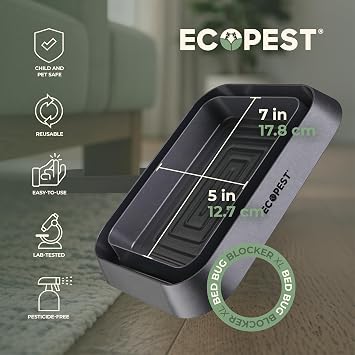 ECOPEST Bed Bug Interceptors – 8 Pack | Bed Bug Blocker (XL) Interceptor Traps (Black)