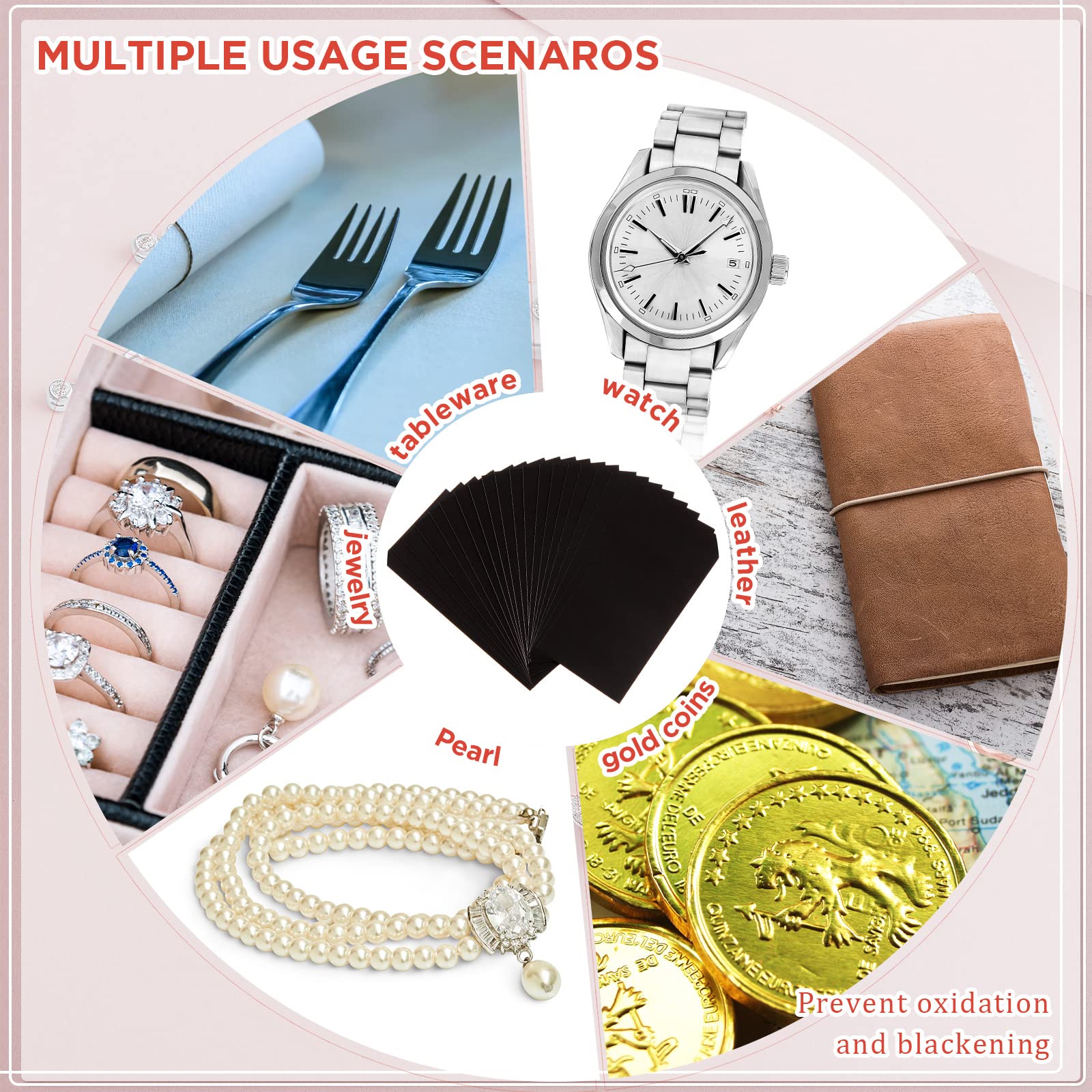 Anti Tarnish Strips for Jewelry Silver Tarnish Prevention Strips Anti Tarnish Paper Tabs for Jewelry Storage 7 x 2 Inch, 1 x 2 Inch, 1 x 1 Inch (75 Pieces) - Image 5