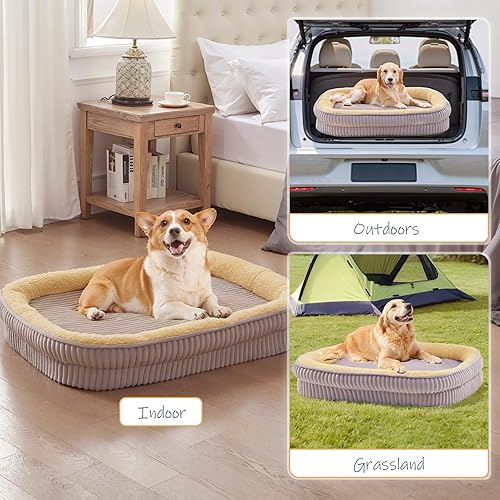 Miniatura 7 de Cama ortopédica para perros de razas medianas, sofá cama de espuma de alta densidad para perros, cama ovalada para perreras, sofá cama para mascotas