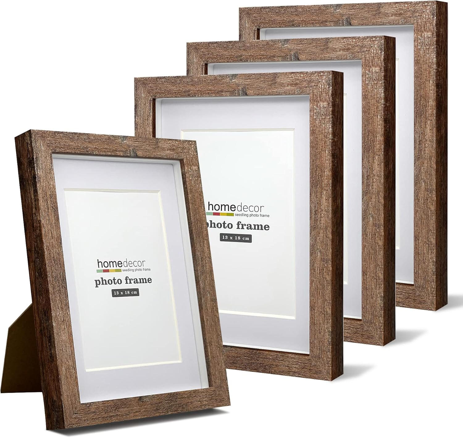 8x10 Shadow Box Frame, 4 Pack Picture Frame Set, Wall Picture Frame, Farmhouse Wood Rustic Picture Frames with Tempered Glass Gallery Wall Tabletop Display (Natural Wood, 8X10)