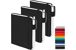 3 Pack Pocket Notebook Journals with 3 Black Pens for Office School