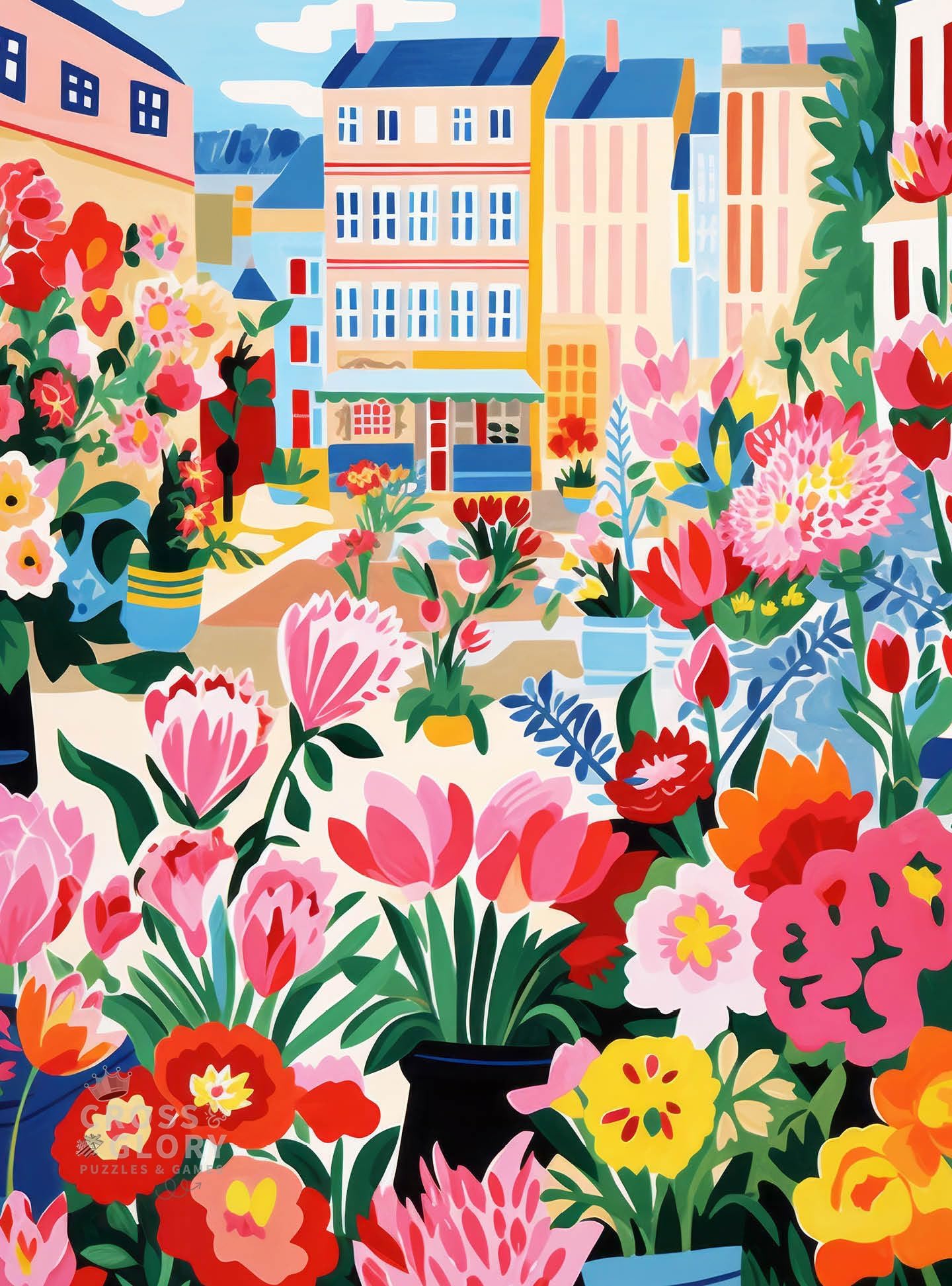 Cross & Glory - Petal Promenade: Springtime in Paris - 1000 Piece Jigsaw Puzzle for Adults | Vibrant Spring Colors | Satin Finish | 20"x 27"