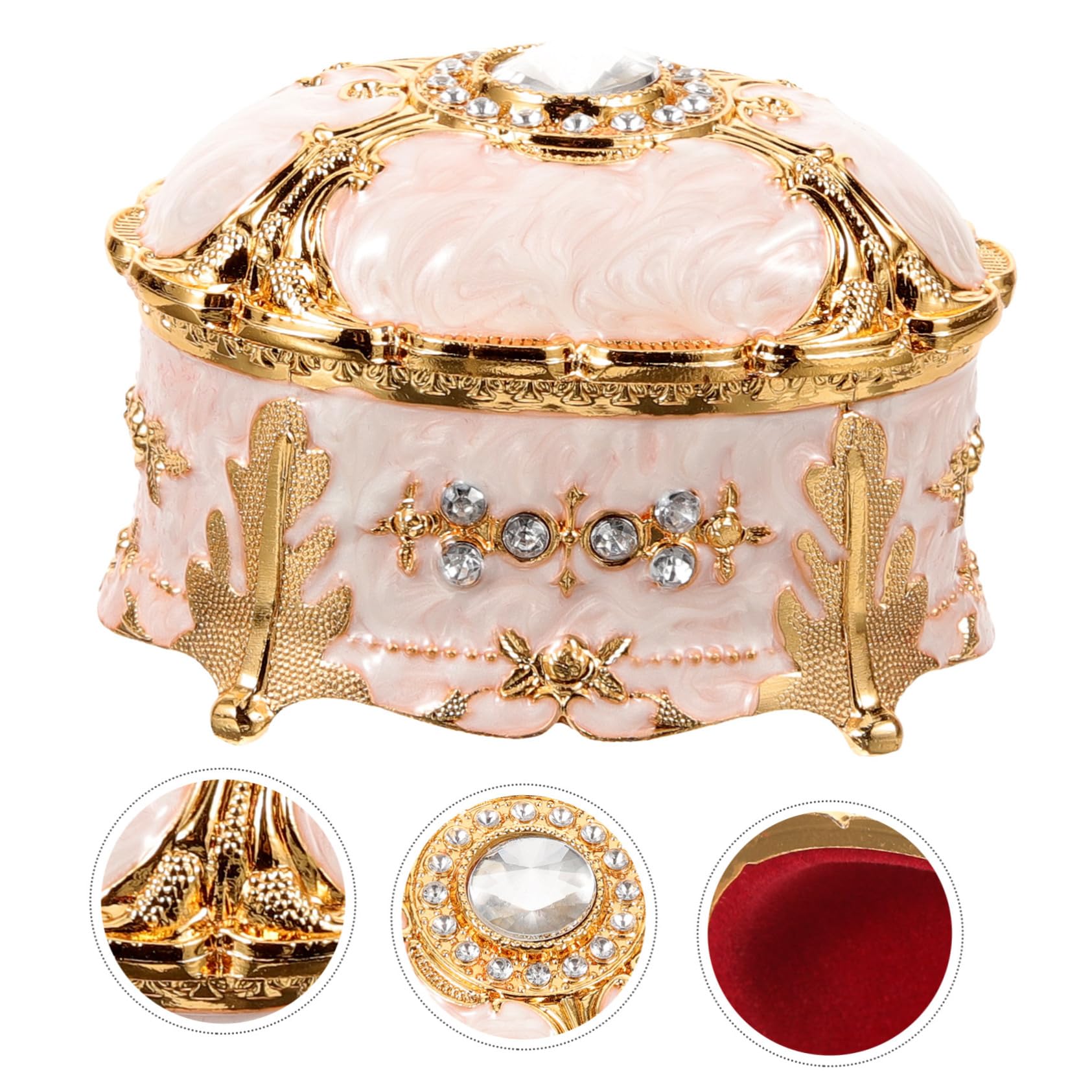 Healvian Caja De Almacenamiento De Joyas Organizador De Collares Organizador De Bodas Soporte De Terciopelo Cajas De Exhibición De Anillos Cajas De Joyería De Aleación De Zinc