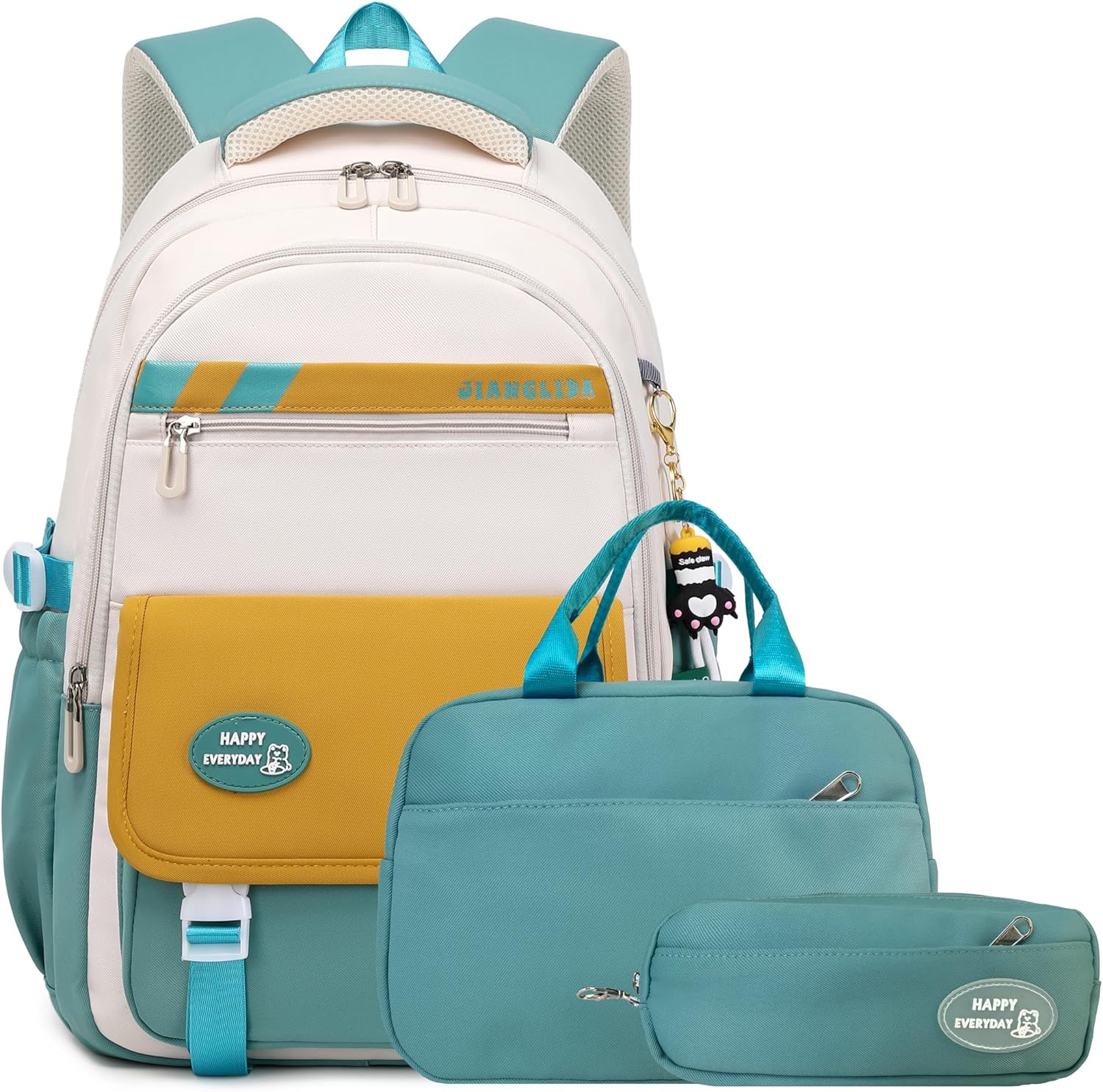 VIDOSCLA Kids Girls Backpack for School 3Pcs Students Bookbag Set Teen Boys Backpack with Lunch Box