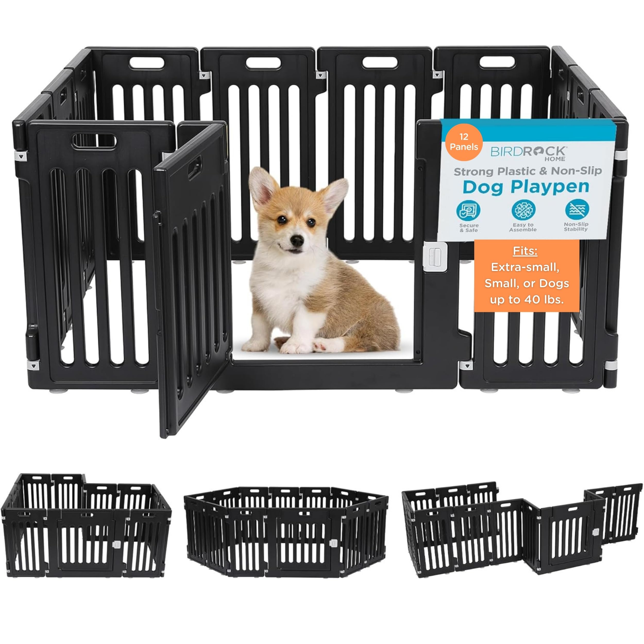 BIRDROCK HOME Dog Playpen w/Door