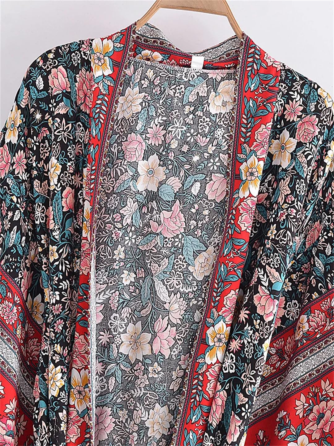 Disimlarl Kimono da donna con stampa floreale, stile bohémien, da spiaggia, con maniche a pipistrello, maxi accappatoio copricostume
