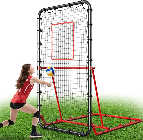 Patiassy 7x4 FT Volleyball Rebounder Net - 90° Foldable Angle & Sturdy 4x7 Base, Adjustable Bounce Back Trainer for Volleying/Bumping/Spiking Practice