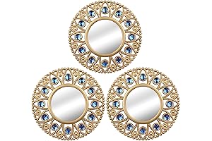 Gold Mirrors for Wall Decor, 3-Piece Mirrored Wall Art