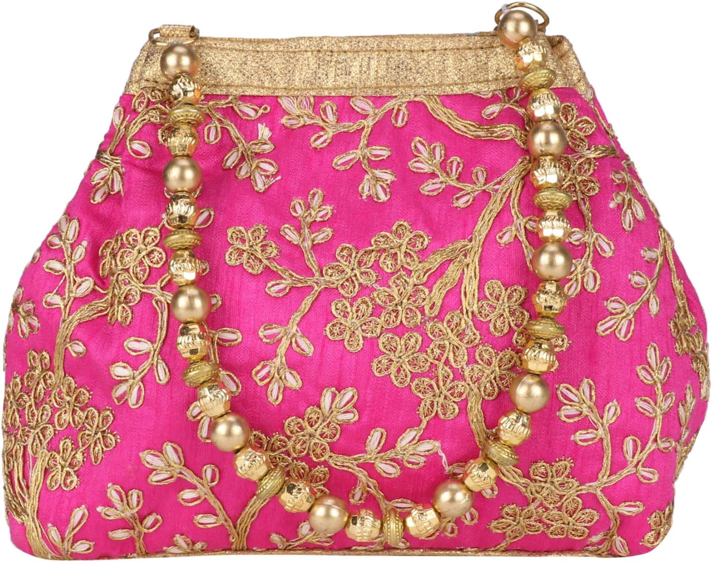 Suman EnterprisesWomen's Fantastic Silk Indian Ethnic Potli Bag with Handicraft work (Hot Pink Potli)