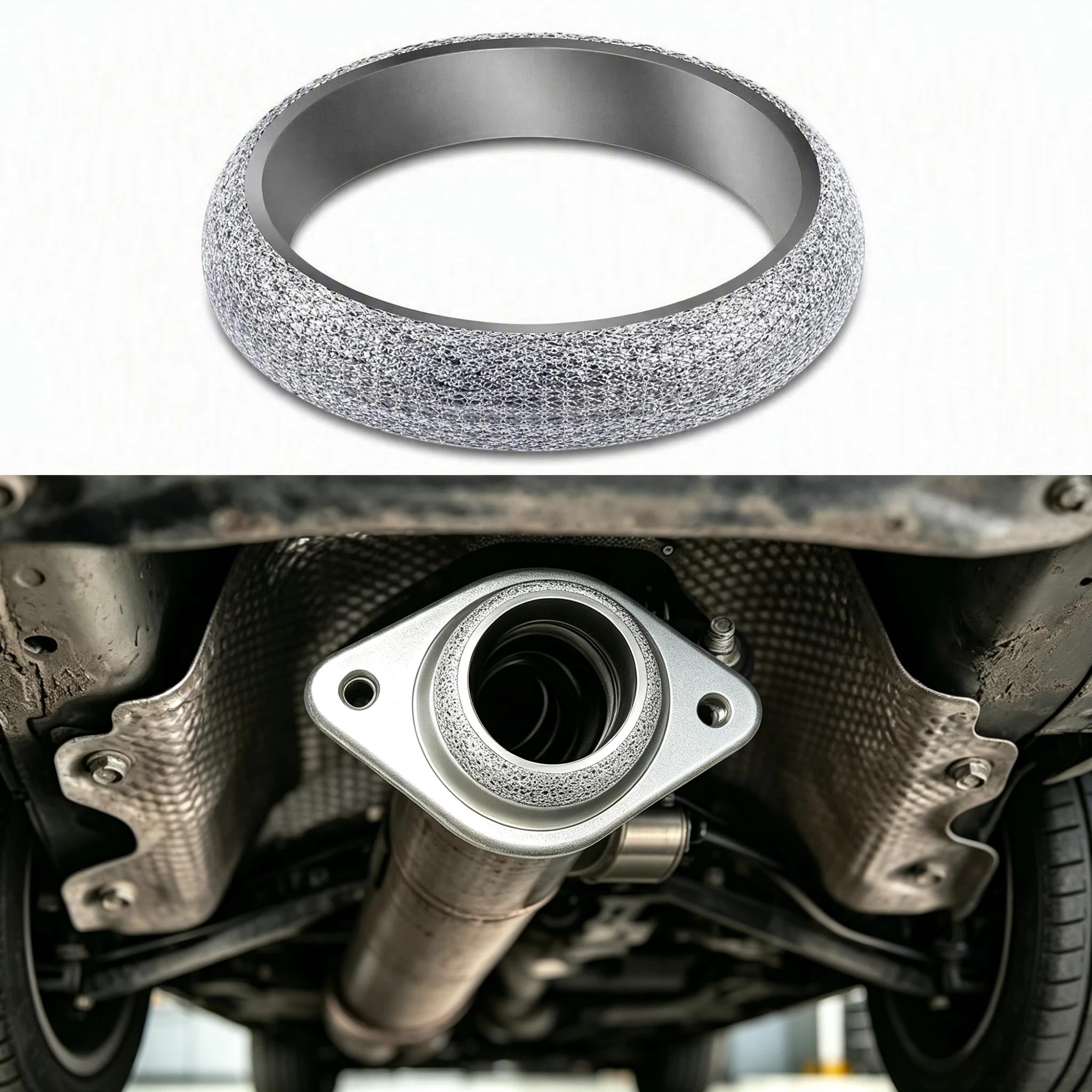 2 Inch Exhaust Donut Gasket, Stainless Steel Metal Mesh Exhaust Manifold Flange Gasket, 51mm ID Muffler Seal Ring for Leak Proof and Vibration Reduction
