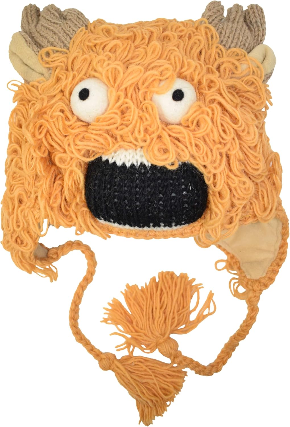 Woollen Handknitted Fleece Lined Trapper Farm Animal Hat