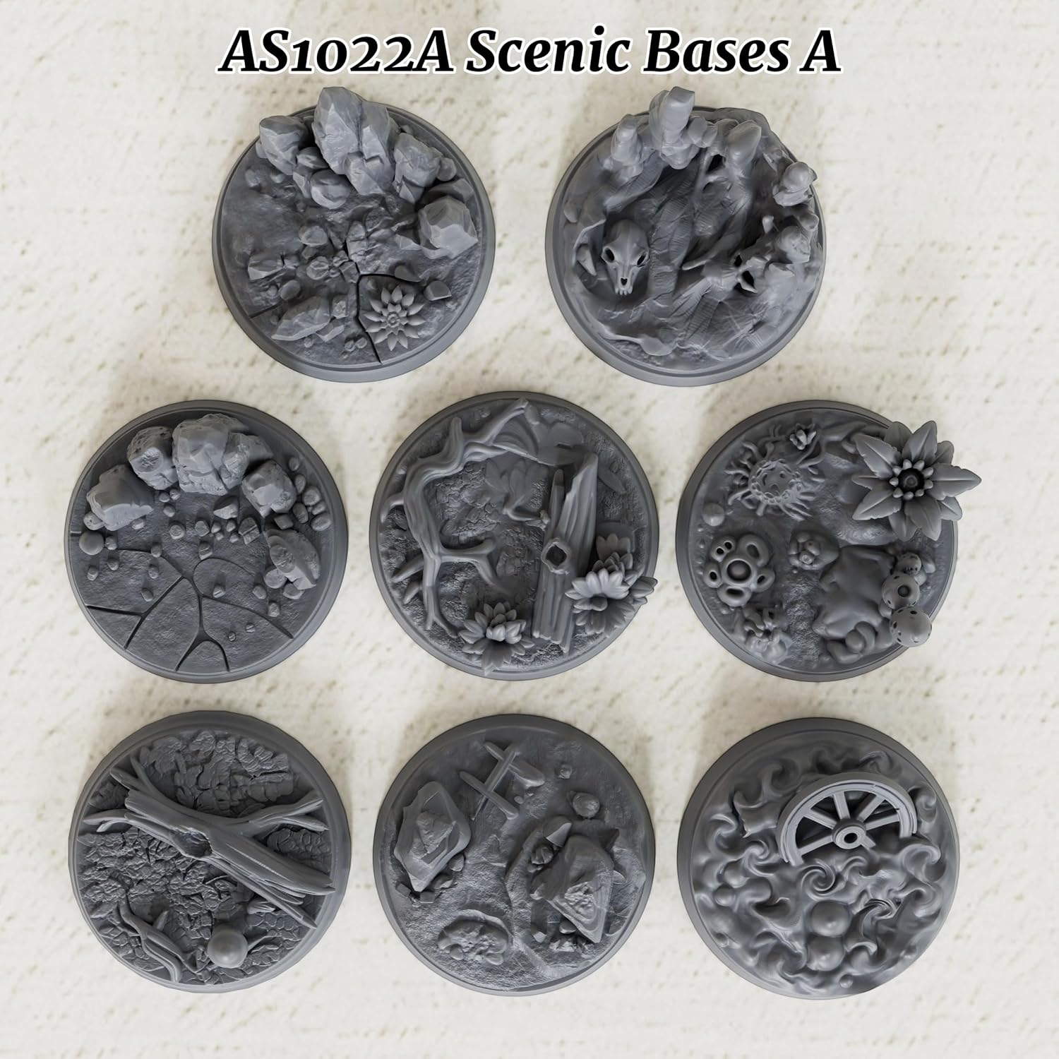 AUSPDICE 32mm Scenic Miniature Bases, 8 Textured Round Wargaming Bases image 3