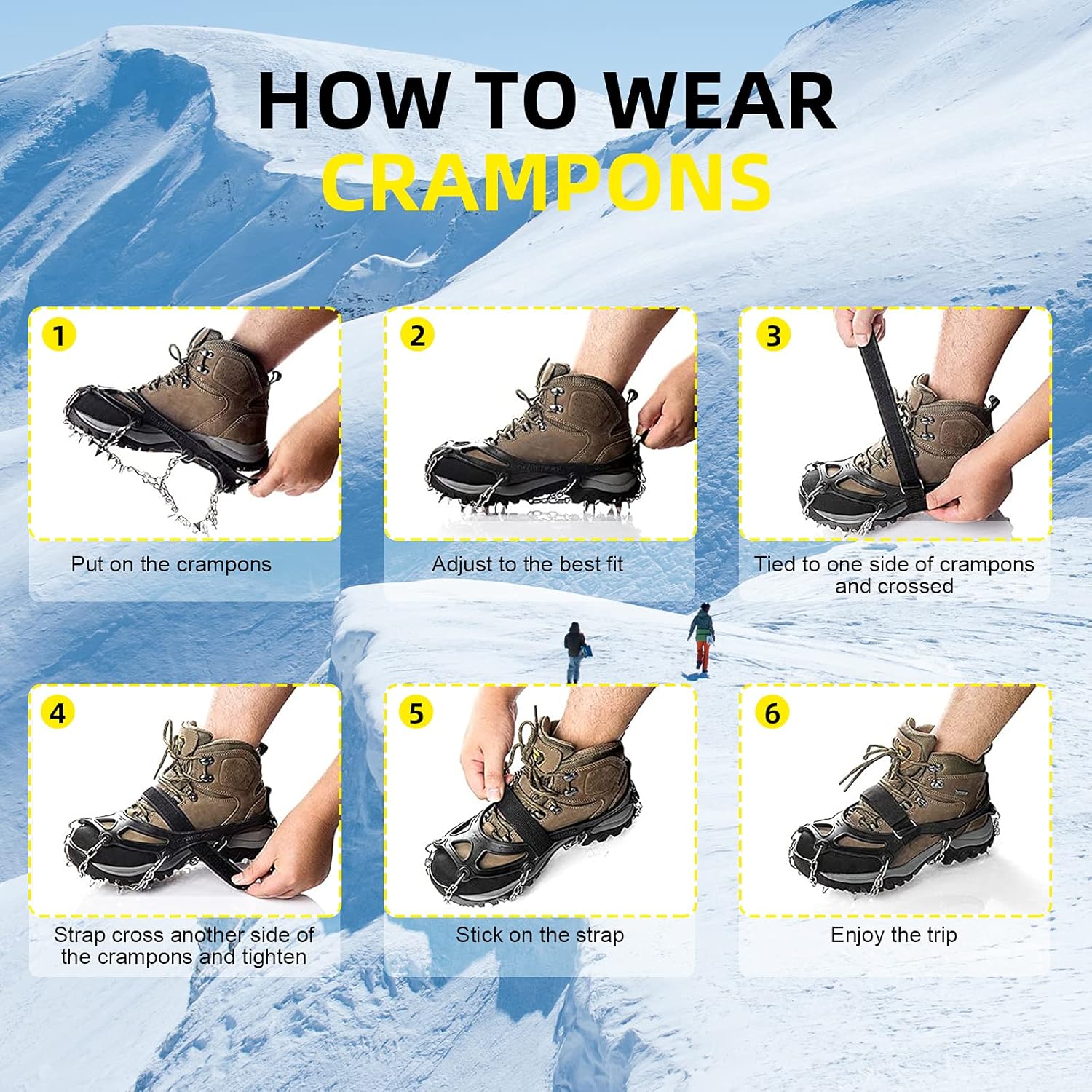 LyTinxy Crampons Ice Cleats Traction Snow Grips for Boots Shoes Women Men Kids Anti Slip 28 Stainless Steel Spikes Safe Protect for Hiking Fishing Walking Climbing Jogging Mountaineering : Clothing, Shoes & Jewelry