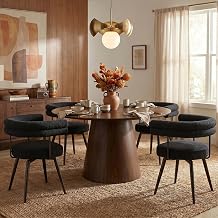 AODAILIHB 360 Swivel Boucle Curved Dining Chair Set of 4 Metal Legs Black