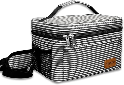 Vista 6 de ONFAON Bolsa de almuerzo para hombres/mujeres, lonchera aislada reutilizable, bolsa de refrigeración a prueba de fugas, bolsa de almuerzo congelable
