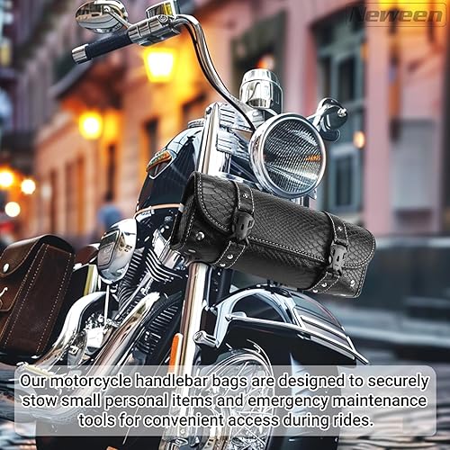 Miniatura 6 de Neween Bolsa de herramientas para motocicleta, bolsa para horquilla de motocicleta, de piel sintética, alforja universal, para manillar de horquilla