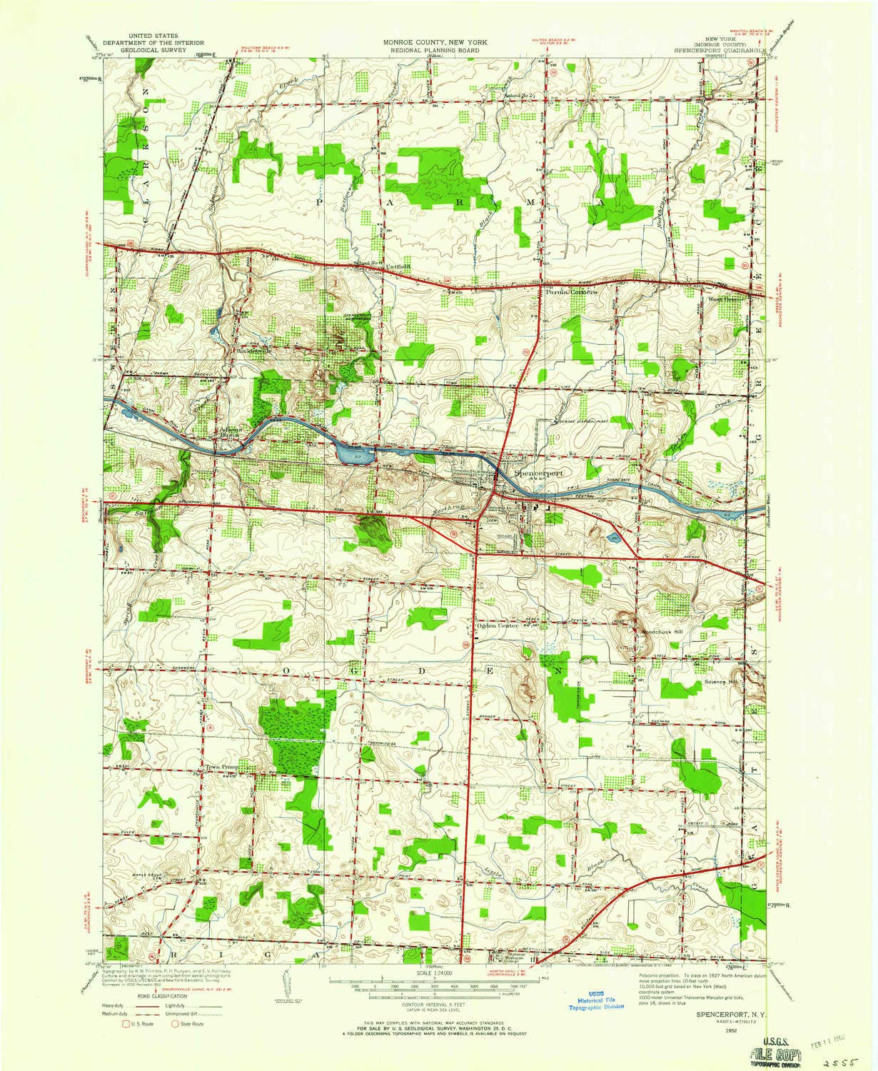 YellowMaps Spencerport NY topo map, 1:24000 Scale, 7.5 X 7.5 Minute, Historical, 1952, Updated 1960, 26.9 x 22 in - Tyvek