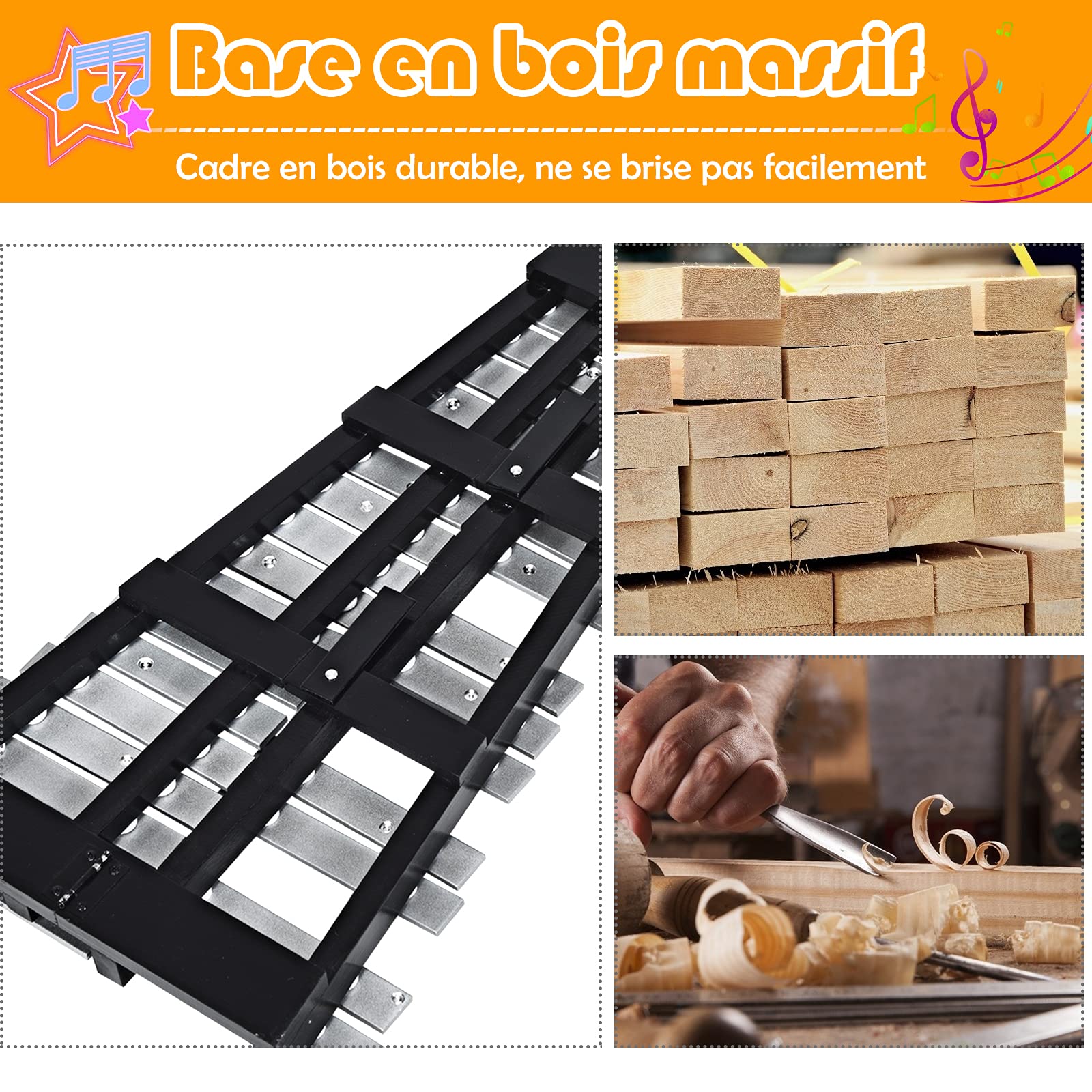 DREAMADE Glockenspiel, 30 Note Xylophone Pliant avec 2 Maillets, Xylophone en Aluminium Cadre en Bois avec Sac de Transport, Instrument de Percussion pour Enfant et Adulte