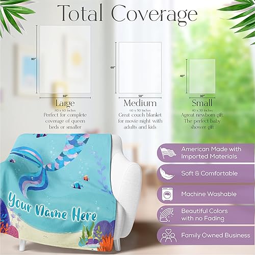 Miniatura 5 de Manta personalizada de sirena para niñas  Unicornio para niños  Forro polar personalizado de unicornios para niños pequeños  Mantas de arrullo