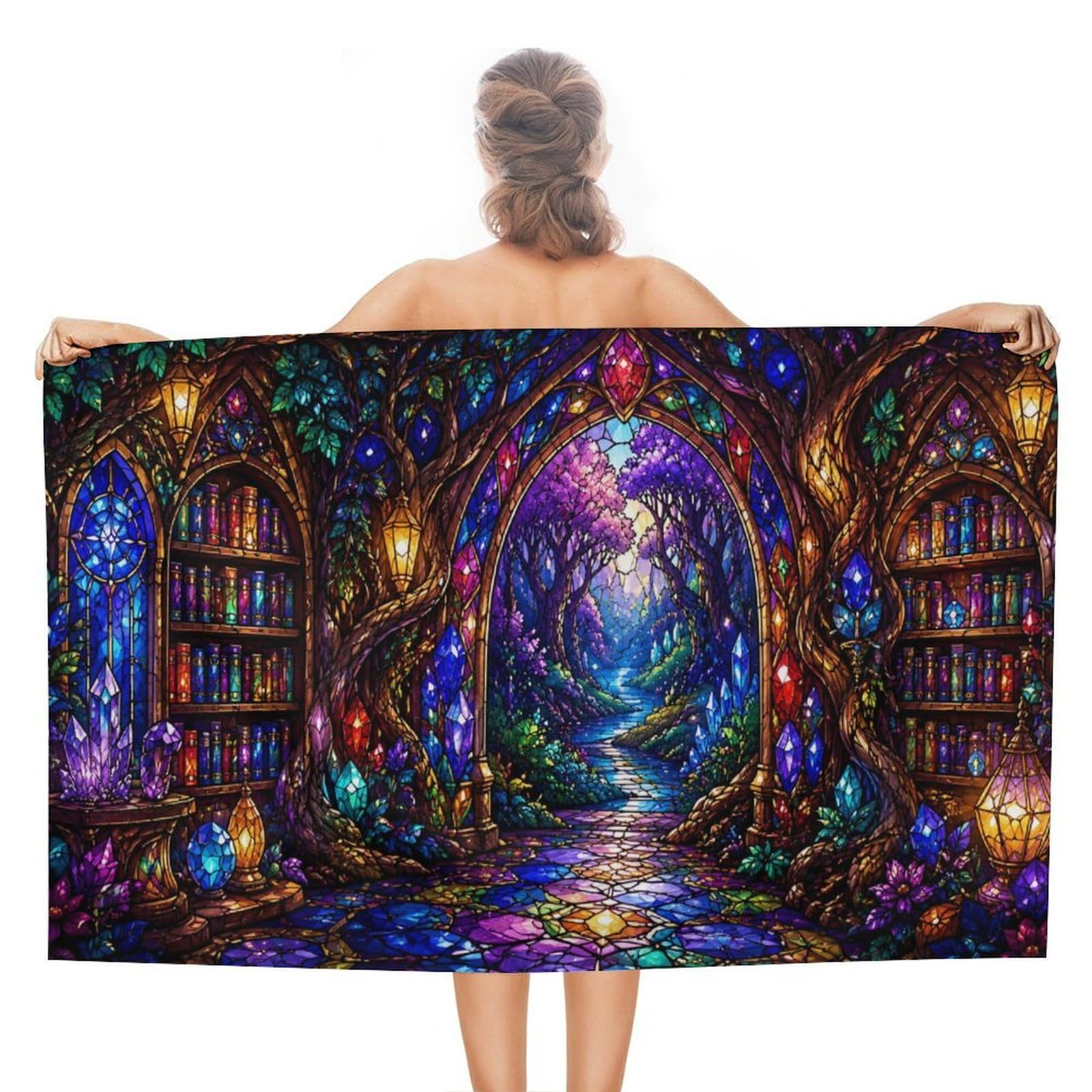 Anceky Enchanted Library Pathway Oversized Beach Towel Quick Dry Sand Free Microfiber Travel Towel Lightweight Multi Purpose Beach Blanket Pool Gym Bath Towel 51x31 in