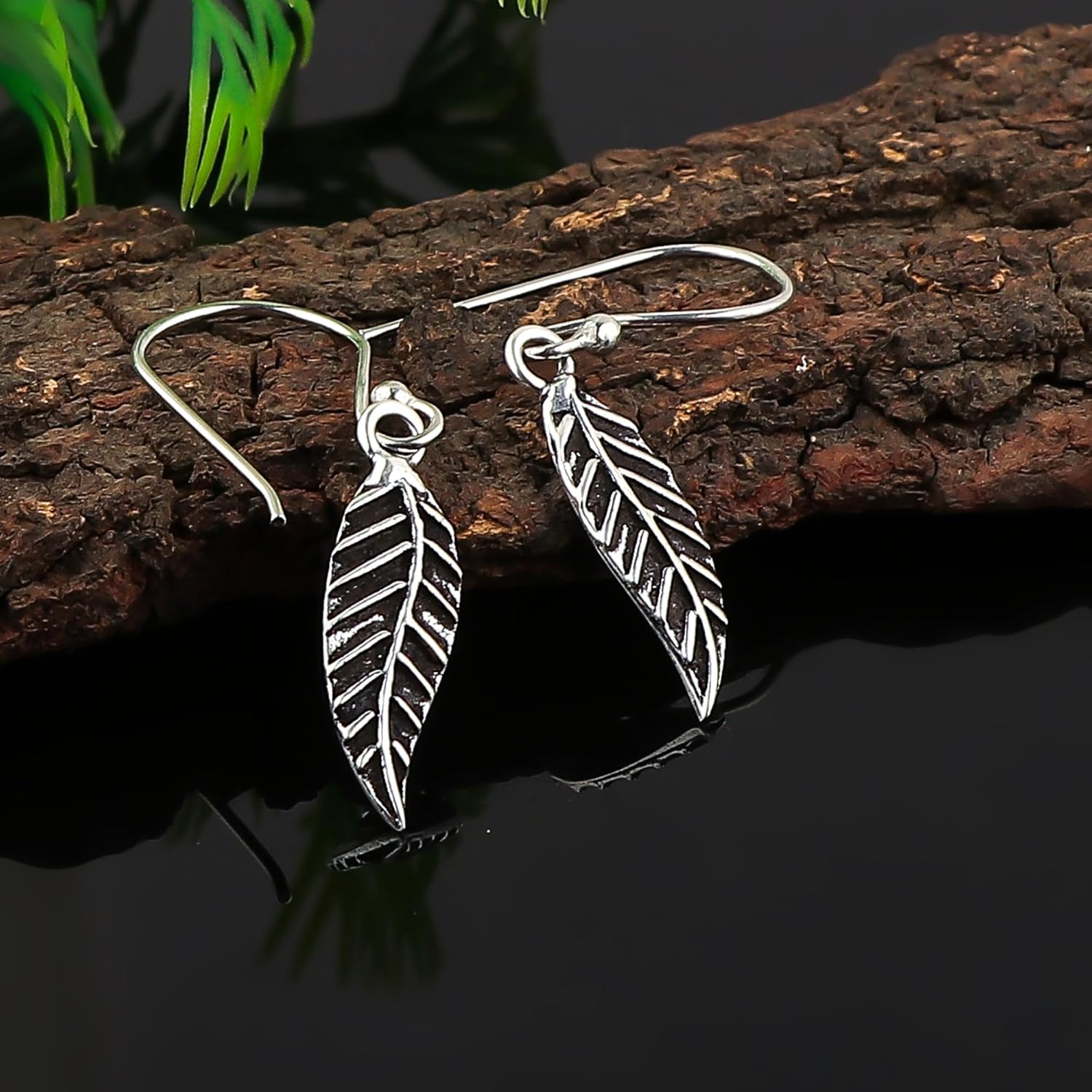 Oxidized 925 Sterling Silver Earrings, Leaf Filigree Earrings for Women, Dangling Boho Fashion Handmade, Elegant Statement, Silver Jewelry, Wedding Earrings, Gifts for Her - Image 3