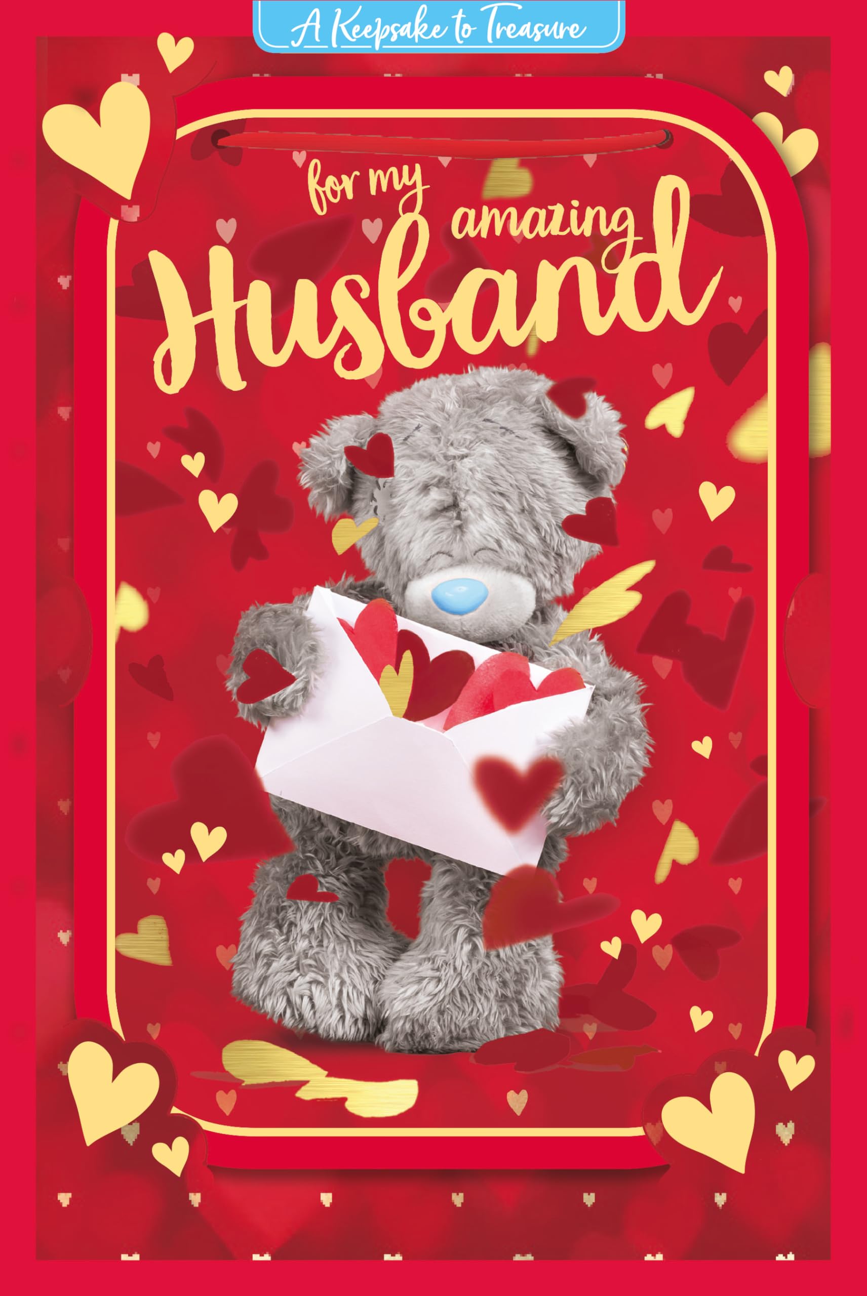 Me To You Tatty Teddy For My Amazing Husband Luxury Keepsake 3D Wedding Anniversary Card 6x9ins- Official Collection