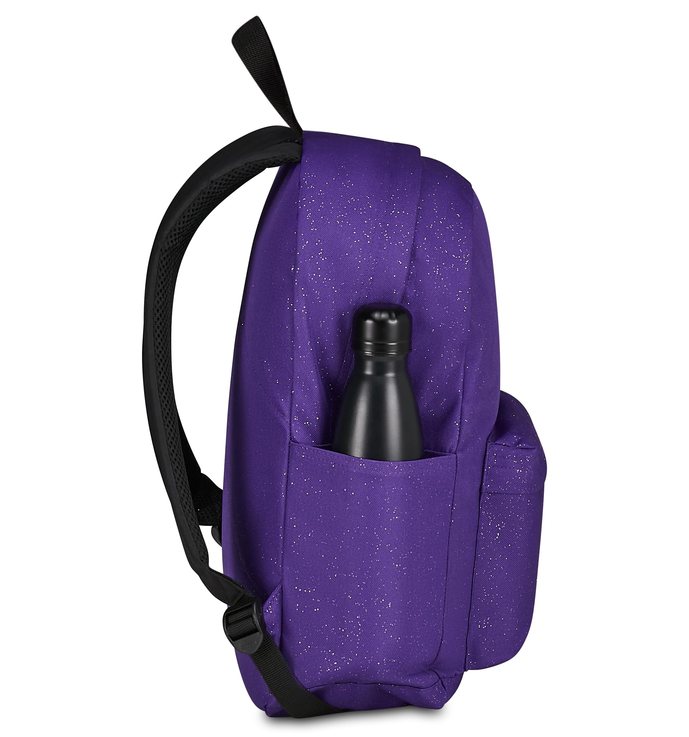 Invicta Zaino Scuola Carlson Shine, Viola, 24 L, Effetto brillantini, Monoscomparto, Tasca interna con zip, Scomparto porta pc ablet, Tasca laterale portaborraccia, Scuola media e superiore, Ragazza