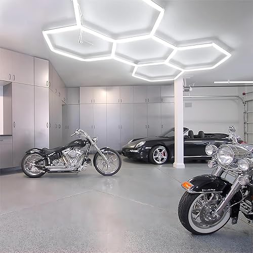 Miniatura 2 de Luces LED hexagonales para garaje, 14400LM 144W para taller, sótano, gimnasio, oficina, tienda de automóviles, 6500K, IP54