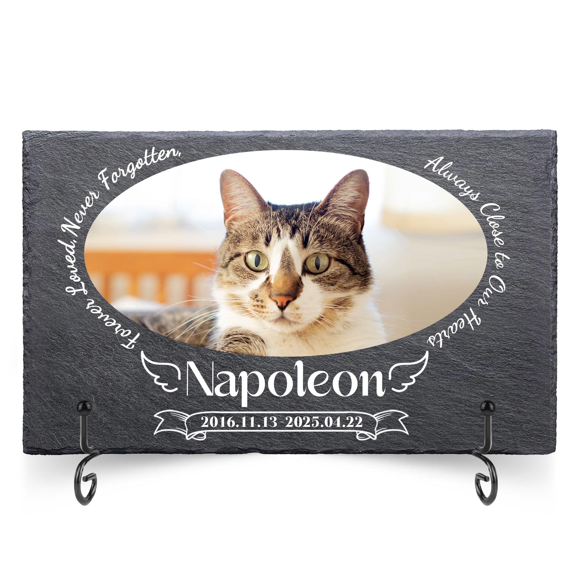 LIBKUR Personalised Dog Memorial Gifts - Custom Pet Memorial Plaque with Photo, Name & Message,Pet Memorial Stones Cat Slate Keepsake Dog Memorial for Garden（Rectangle-Design4）