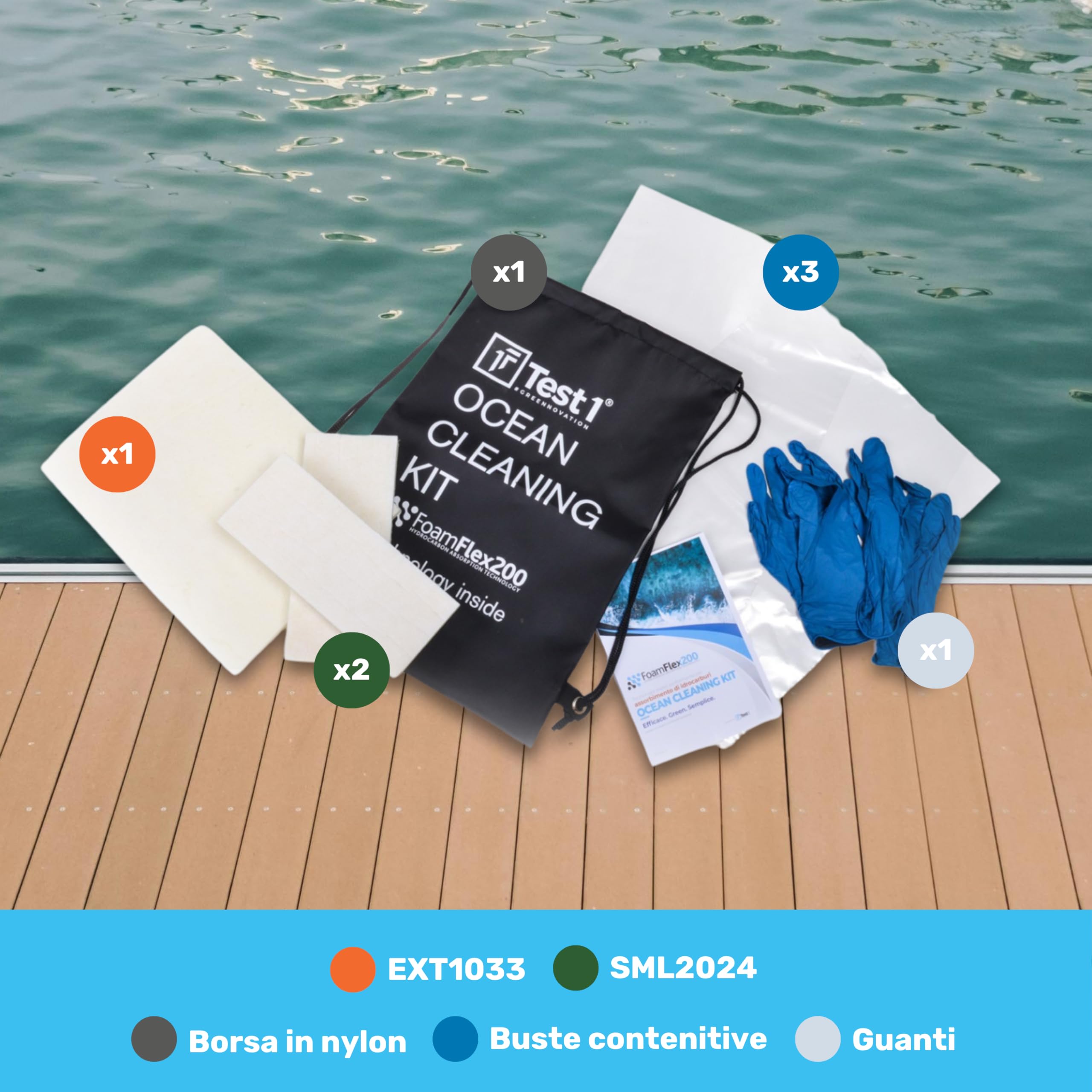 Kit Ocean Cleaning con Spugna Oleoassorbente Riutilizzabile | Ideale per diportisti e piccole imbarcazioni