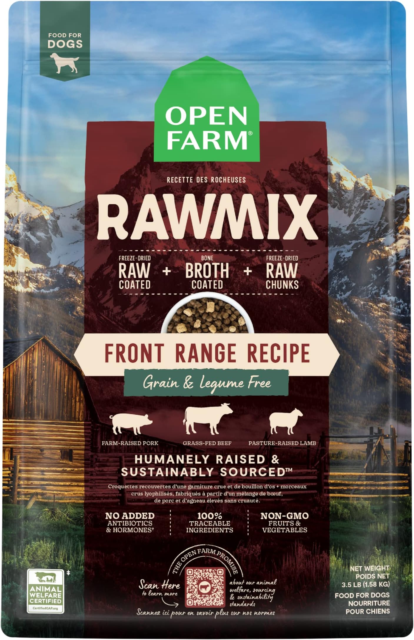 RawMix Grain-Free Frontal Dog Recipe - Dry Dry Food & Bone Broth Raw Meat, Nature-Inspired Human-Raised Protein and Fruits and Vegetables Free