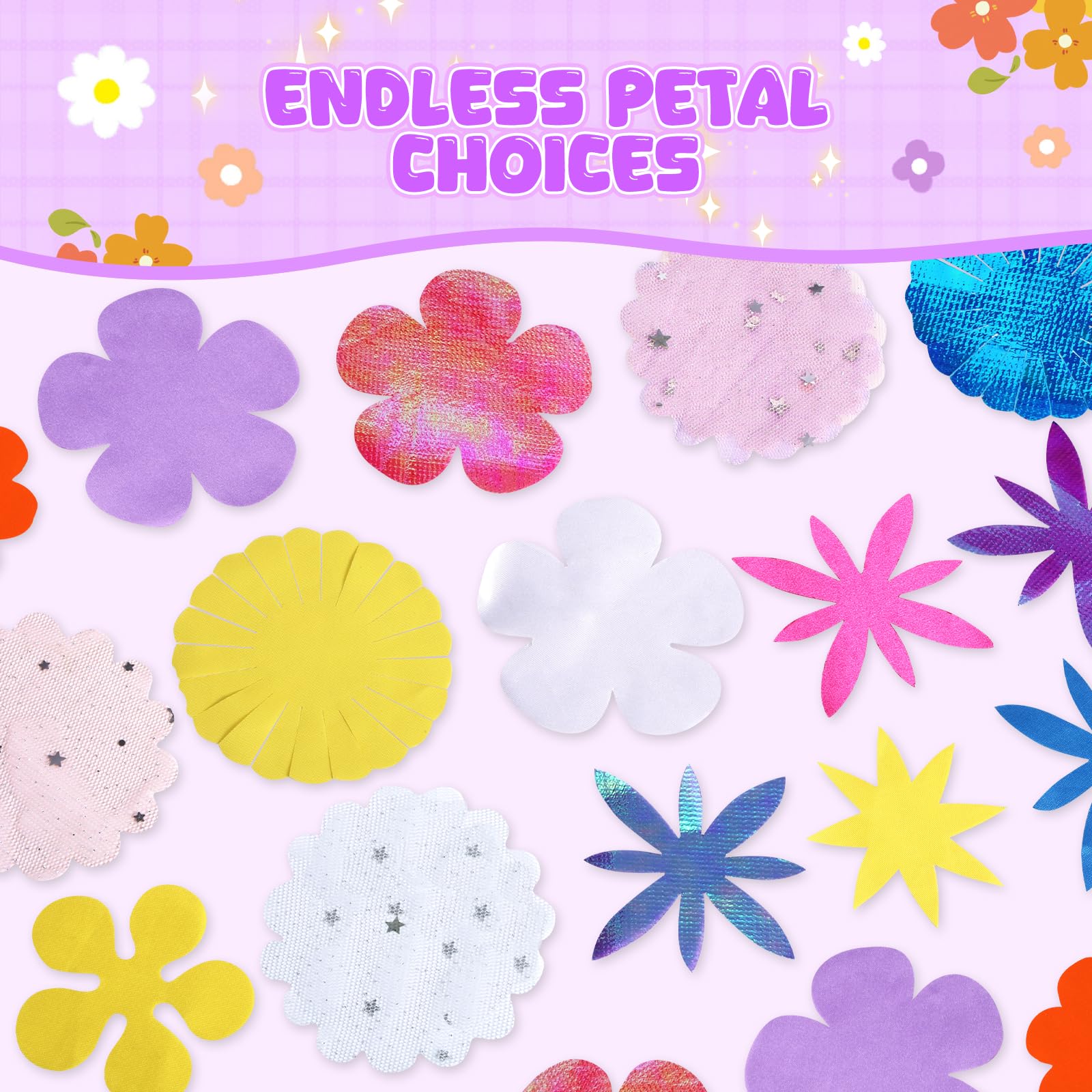 Crelloci DIY Flower Refill Kit, 174 PCS Flower Making Accessories for Girls Includes Stems, Petals - Image 3