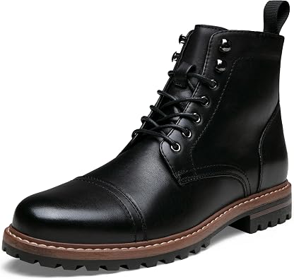 Jousen Mens Boots Leathe Boots Dress Boots for Men | Cap Toe Boots Men, Leather Chukka Boots, Casual Dress Boots, Lace Up Ankle Boots