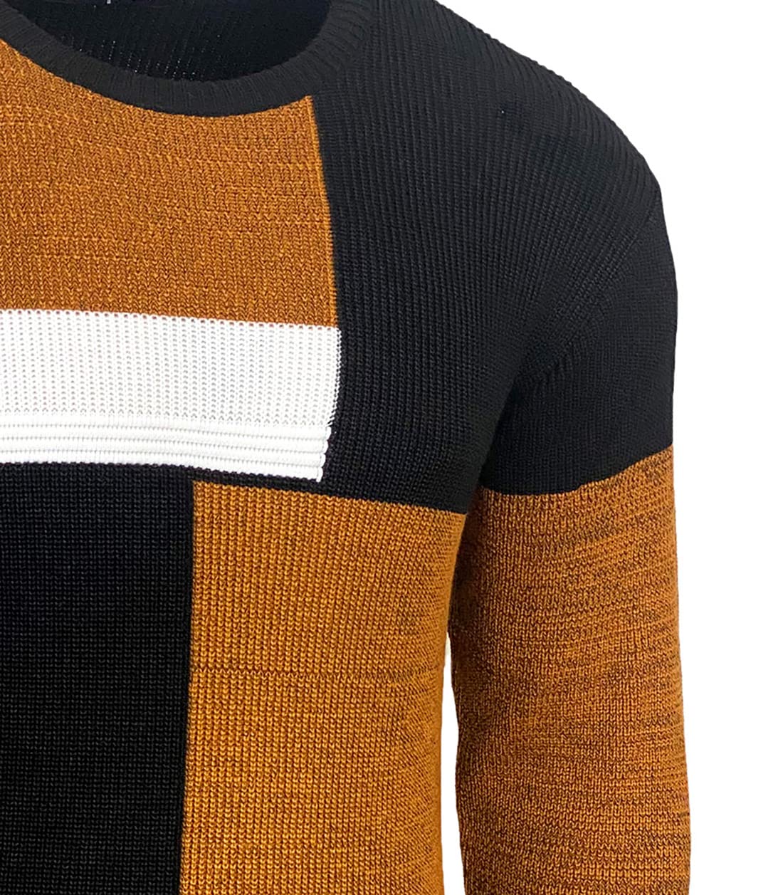 Subliminal Mode Pull Homme en Maille à Col Rond - Style Basique Bicolore - Pull Over Tricoté Hiver Manches Longues BX52288