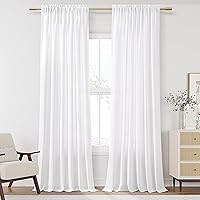 Vista 106 de Guken - Cortinas de lino negro de 108 pulgadas de largo para sala de estar, dormitorio, juego de 2 paneles, bolsillo para barra, cortinas