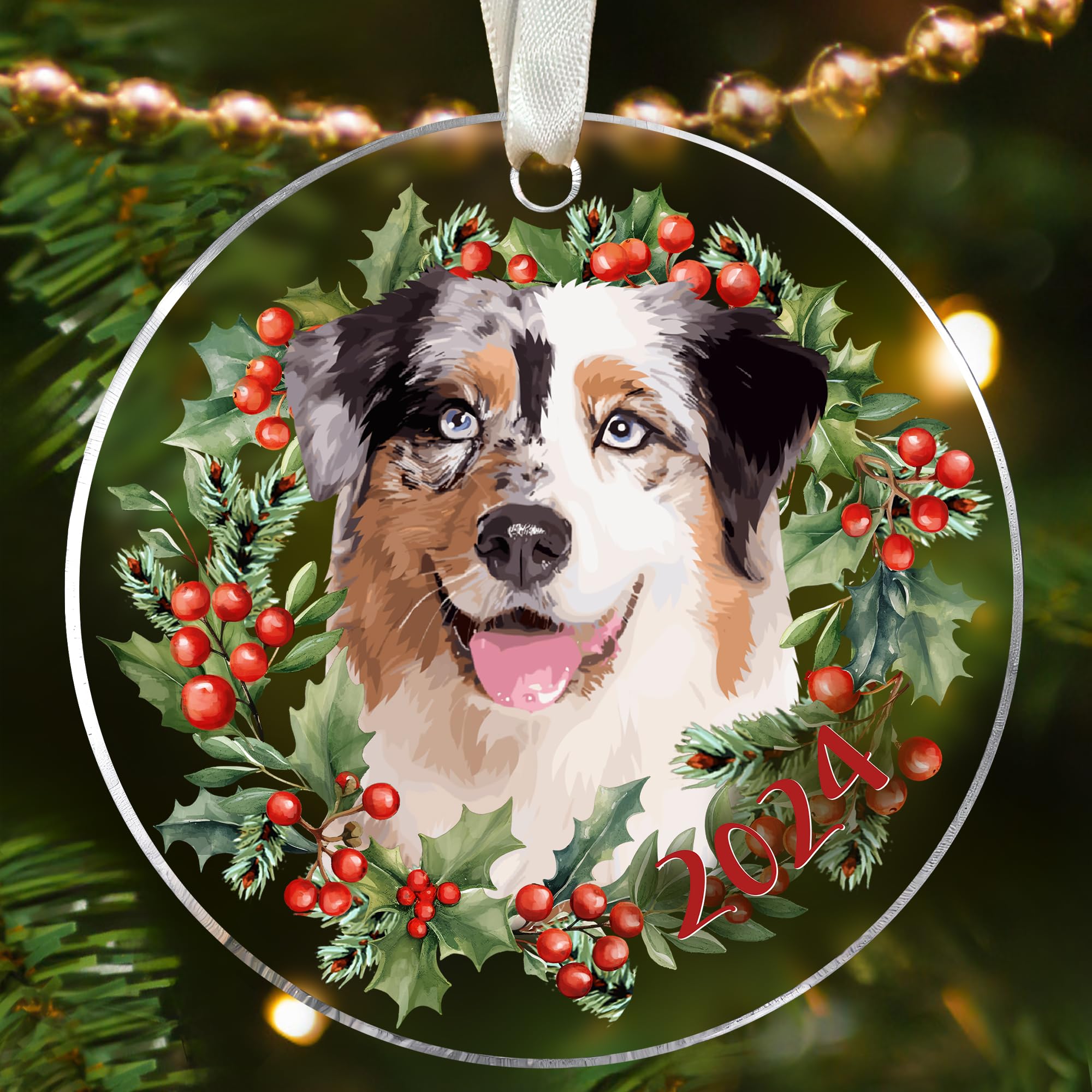 Acrylic Australian Shepherd Christmas Ornament - Shepherd Ornaments for Christmas Tree - Women's, Dog Lovers' Gifts
