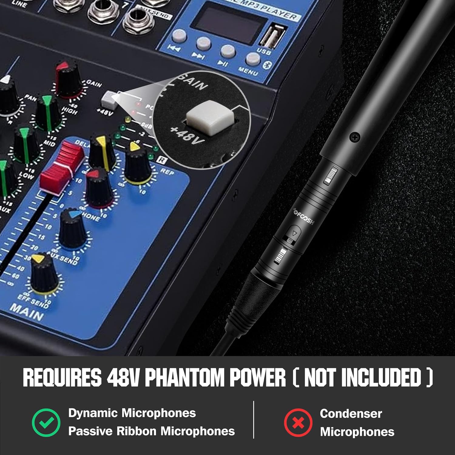 Microphone Preamp Audio Booster, Professional Mic Booster Activator Preamplifier Compatible with Dynamic and Passive Ribbon Microphones