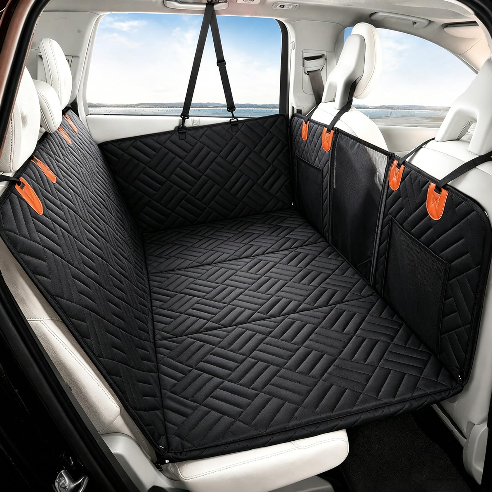 Back Seat Extender for Dogs, Hard Bottom Dog Car Seat Cover, 400 lb Support