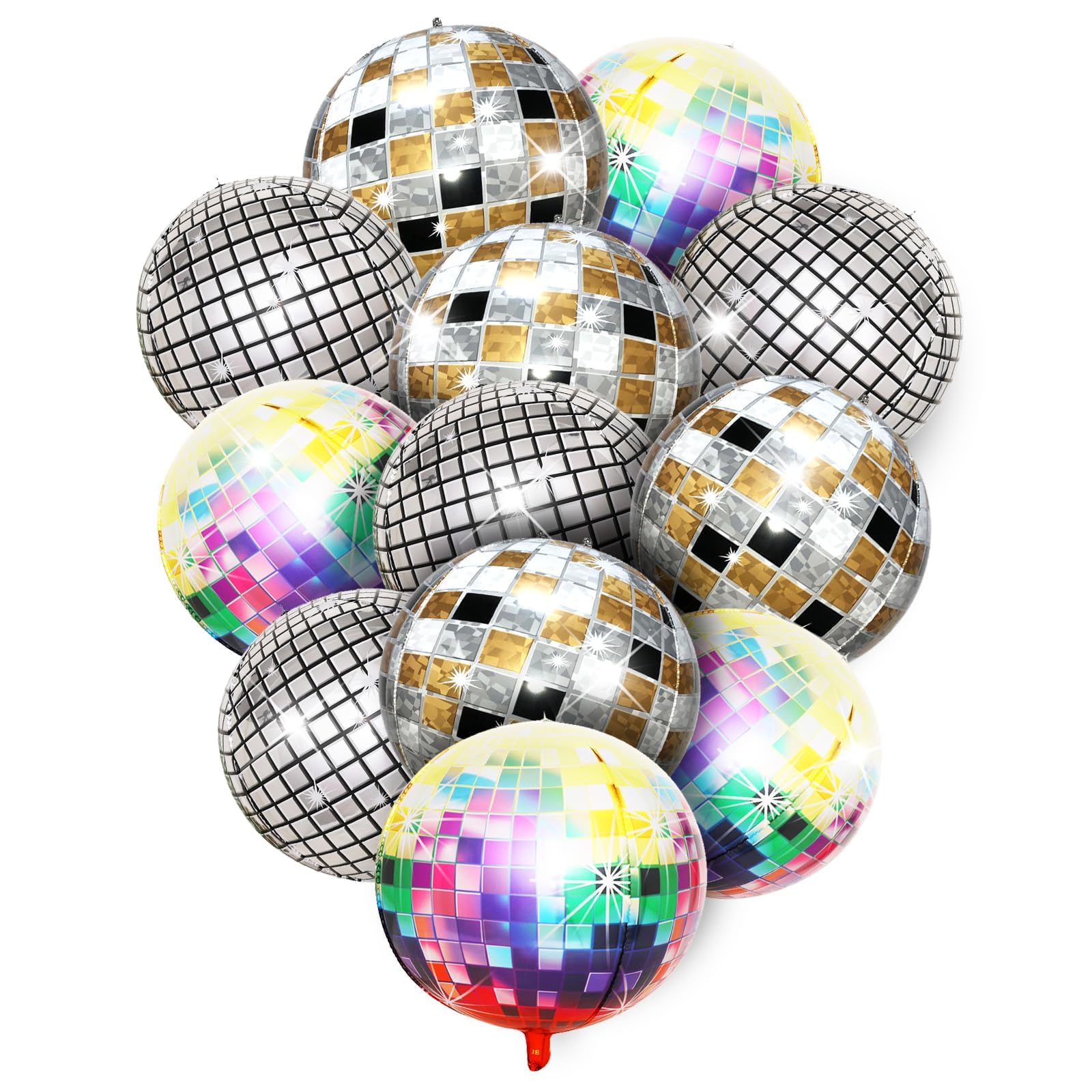 Disco Ball Balloons, Kaluofan 12PCS Disco Balloons, 22 Inches Helium 4D Colorful Disco Ball Party Balloon, Shiny and Unique, Used for Birthdays, Bachelor Parties, 70s 80s 90s Disco Party Decorations