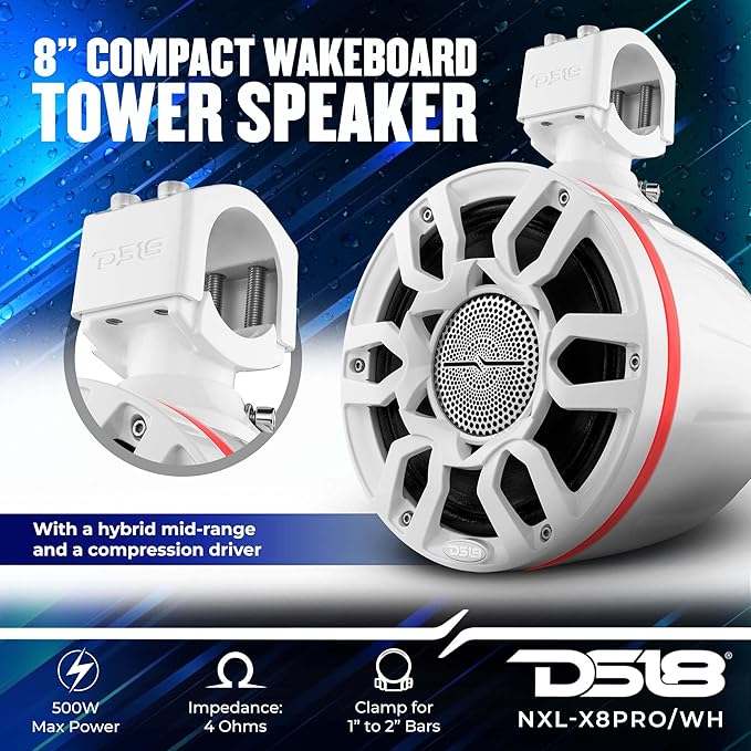 Parlante DS18 NXL-X8PRO/WH 8" 500W RGB LED para Torre de Wakeboard miniatura 2