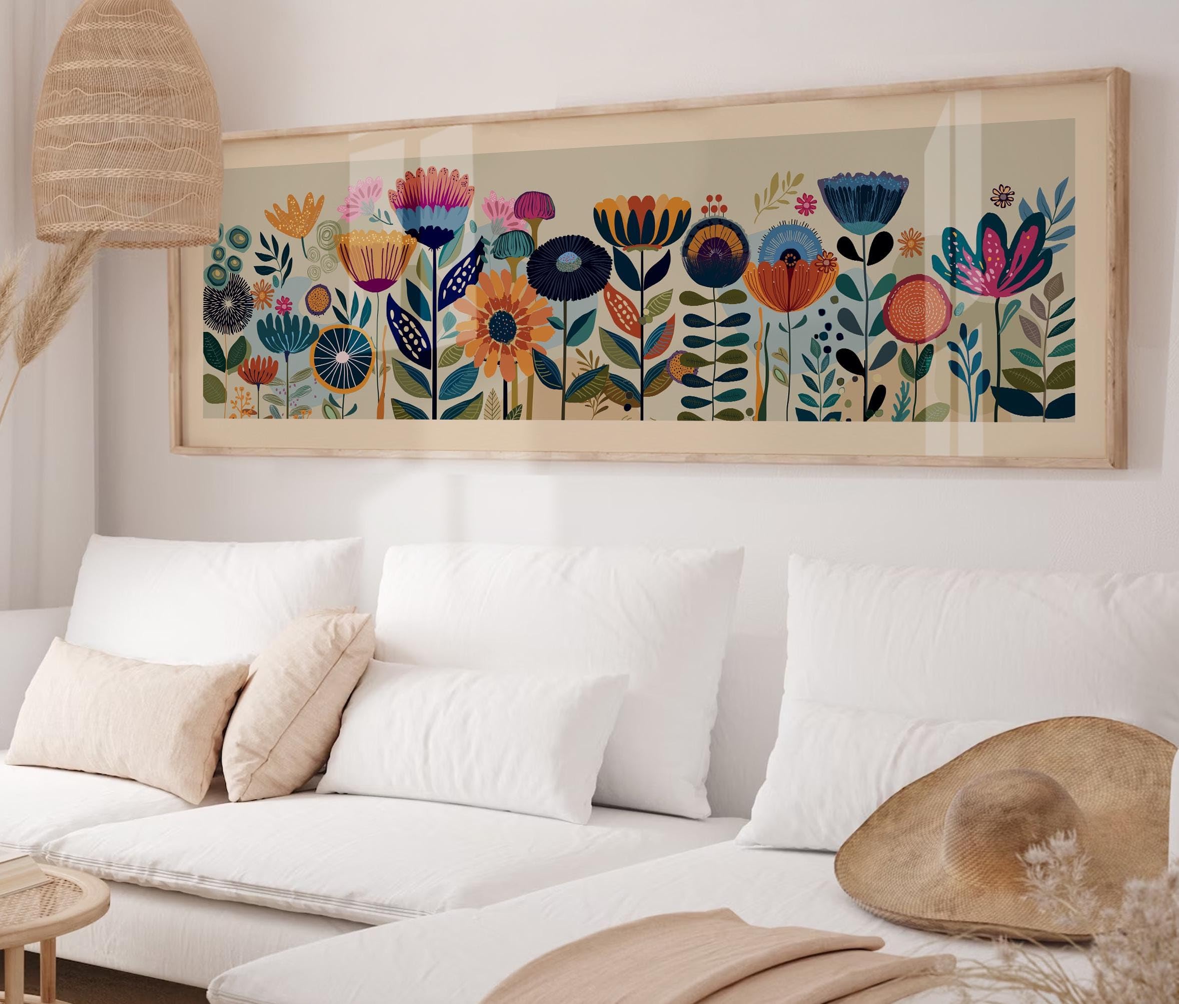 CAOXTART Large Mid Century Canvas Painting, Modern Panoramic Posters, Scandinavian Art Print Horizontal Narrow Art(20x60cm/Frameless)