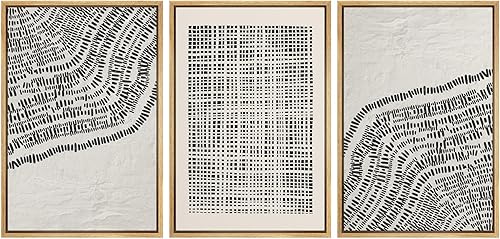 Miniatura 79 de SIGNLEADER Lienzo enmarcado para pared, juego de arte de collage de polígonos retro marrón tostado, ilustraciones con formas abstractas, arte