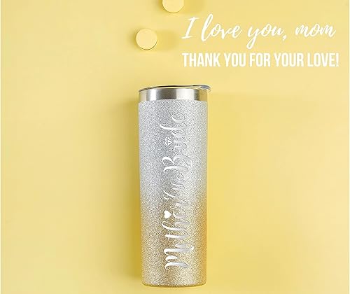 Miniatura 7 de Onebttl Mother of The Bride - Vaso de vino de acero inoxidable con tapa, vasos de fiesta de boda para novias y mamá (oro brillante, 20 onzas)
