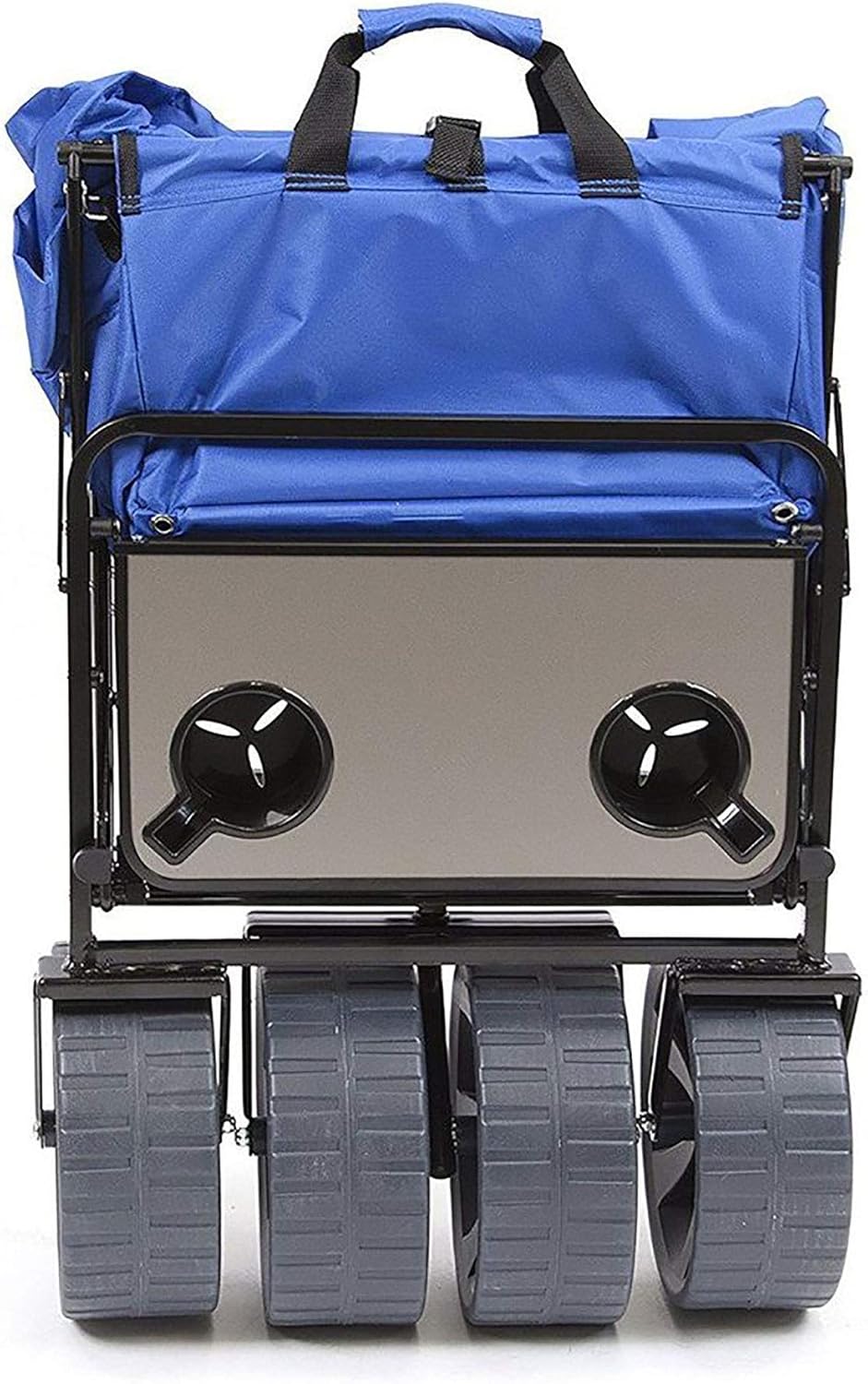 Mac Sports Heavy Duty Steel Frame Collapsible Folding 150-Lb Capacity Outdoor Beach Garden Utility Wagon Cart with 4 All Terrain Wheels & Table, Blue : Patio, Lawn & Garden