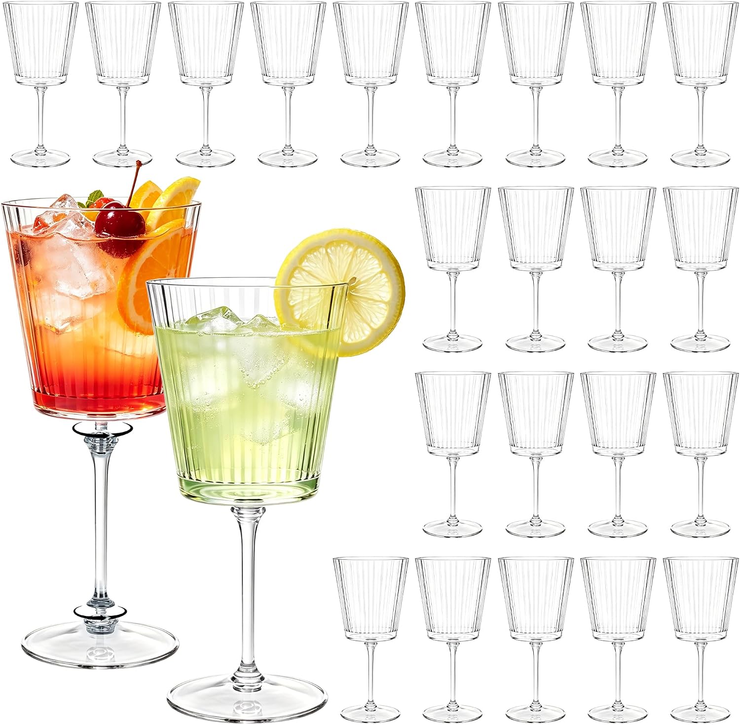 Plastic Wine Glasses 24 Pack 13.5oz Clear Acrylic Water Goblets | BPA Free, Unbreakable, Reusable & Disposable, Drinking Cups with Removable Stem, Wedding, Party, Dinner, Outdoor