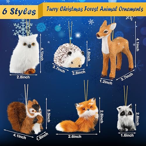 Miniatura 2 de 6 adornos colgantes de Navidad con diseño de búho, lindo zorro de Navidad, adorno de animal de peluche, decoración de árbol de Navidad para